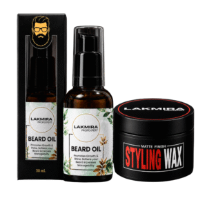 hair styling combo – clay wax & beard oil for strong hold, shine & grooming